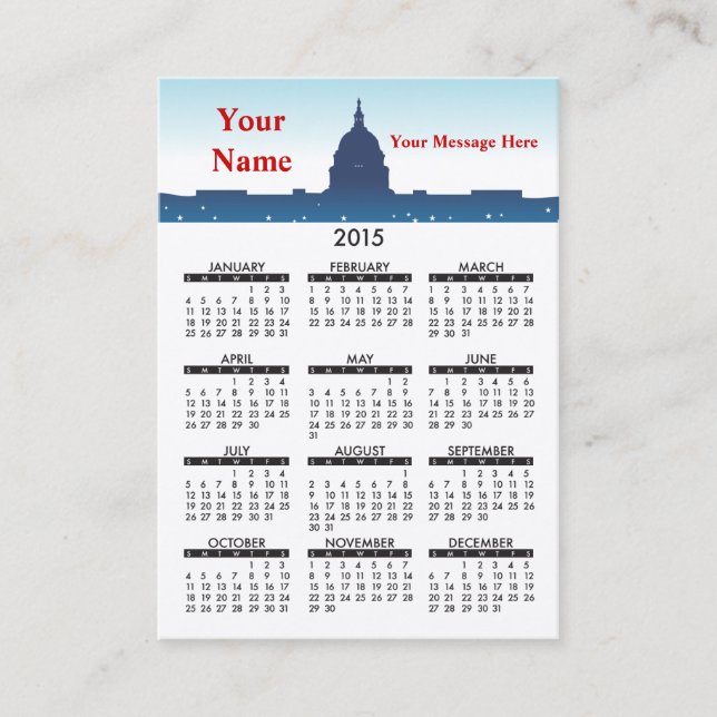 2015 Business Card Calendar National Monuments (Front)
