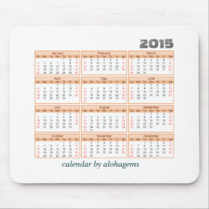 2015 Calendar Mouse pad Simple Orange Tangerine