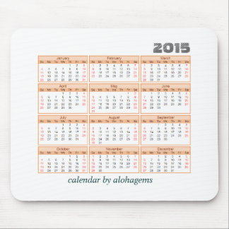 2015 Calendar Mouse pad Simple Orange Tangerine