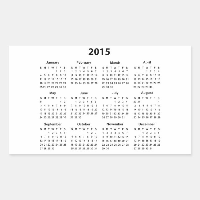2015 Calendar Rectangular Sticker (Front)