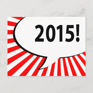2015! comic bubble postcard