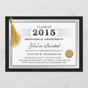 2015 Diploma Graduation Invite with Gold Tassel