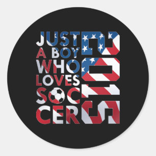 2015 Just A Boy Who Loves Soccer 11th Birthday  Classic Round Sticker
