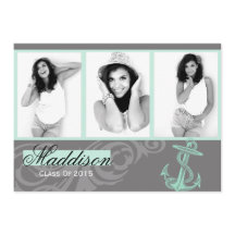 2015 Mint Anchor Photo Graduation Flat Card