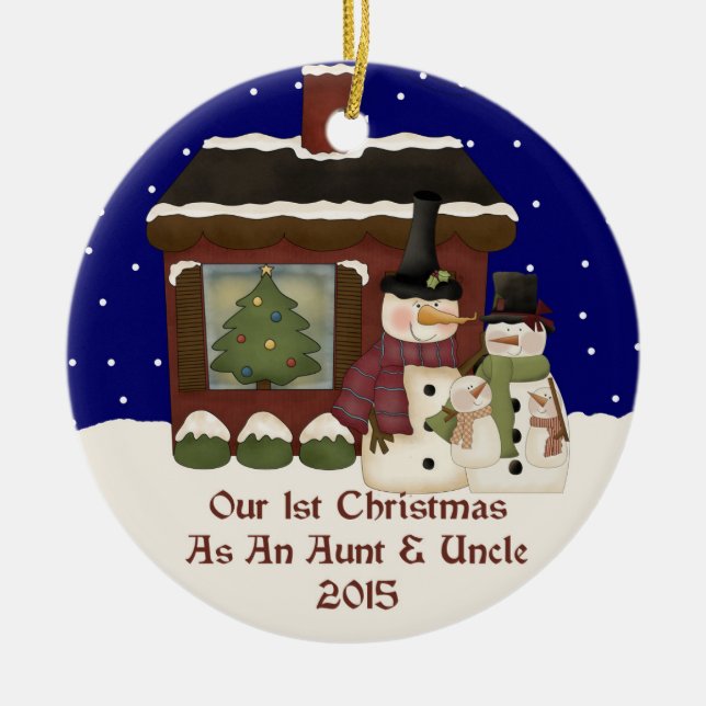 2015 My 1st Christmas As An Aunt & Uncle Ceramic Tree Decoration (Front)