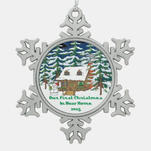 2015 New Home Our 1st Christmas Snowflake Pewter Christmas Ornament