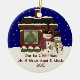 2015 Our 1st Christmas As A Great Aunt & Uncle Ceramic Ornament