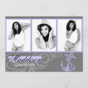 2015 Purple Anchor Photo Graduation Flat Card