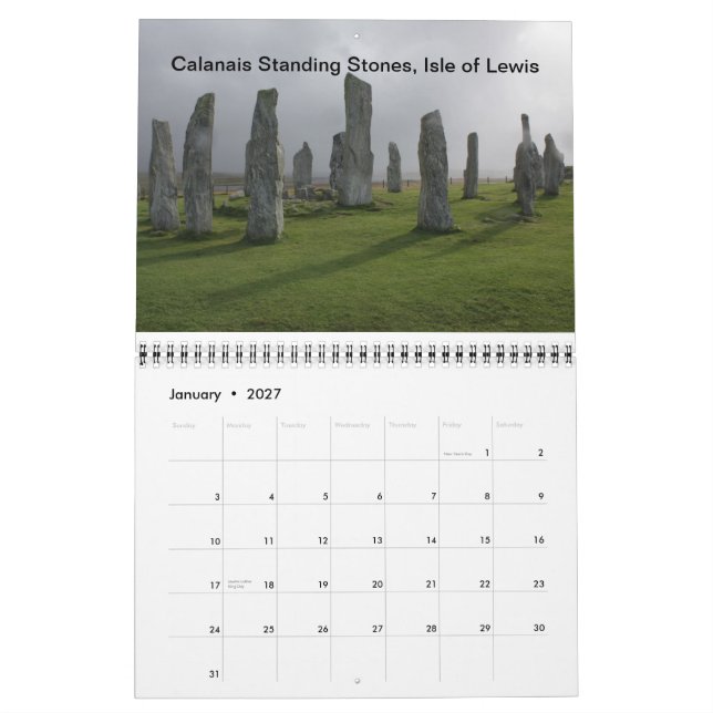 2015 Scotland and Ireland Calendar (Jan 2027)