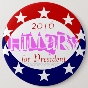2016 6" Pink Coin Reveals Hillary for President 6 Cm Round Badge