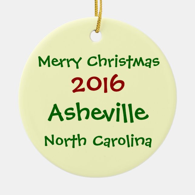 2016 ASHEVILLE NORTH CAROLINA CHRISTMAS ORNAMENT (Front)