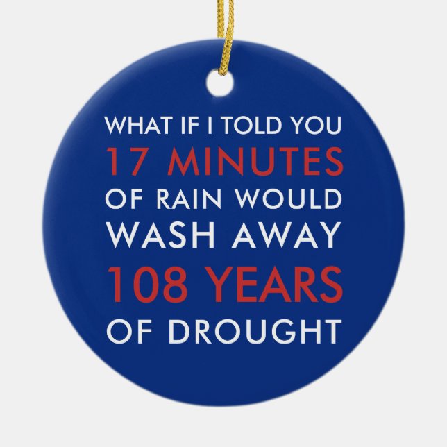 2016 Baseball Fan 17 Minutes of Rain Ceramic Ornament (Front)