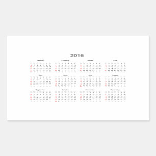 2016 Calendar Gifts Rectangular Sticker