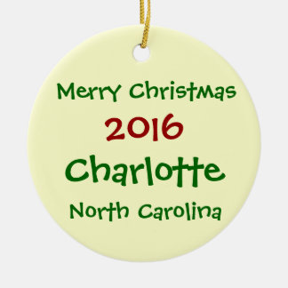 2016 CHARLOTTE NORTH CAROLINA CHRISTMAS ORNAMENT
