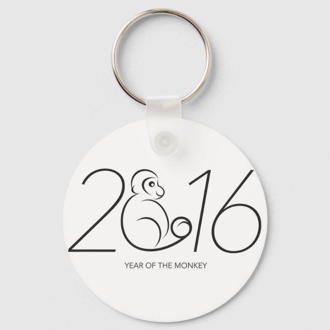 2016 Chinese Zodiac Monkey Line Art Drawing Key Ring (Front)