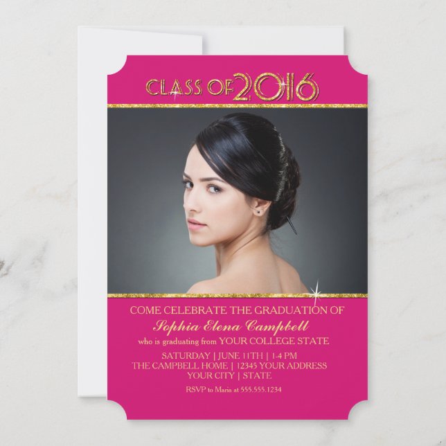 2016 Elegant Faux Glitter Confetti Graduation Part Invitation (Back)
