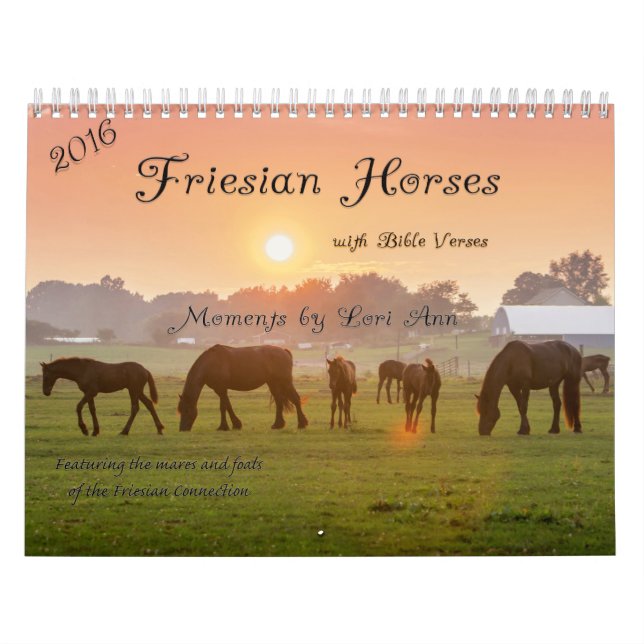2016 Friesian Horse Calendar with Bible Verses (Cover)