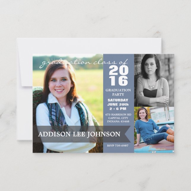 2016 Graduation Party - Classy Banner Collage Invitation (Front)