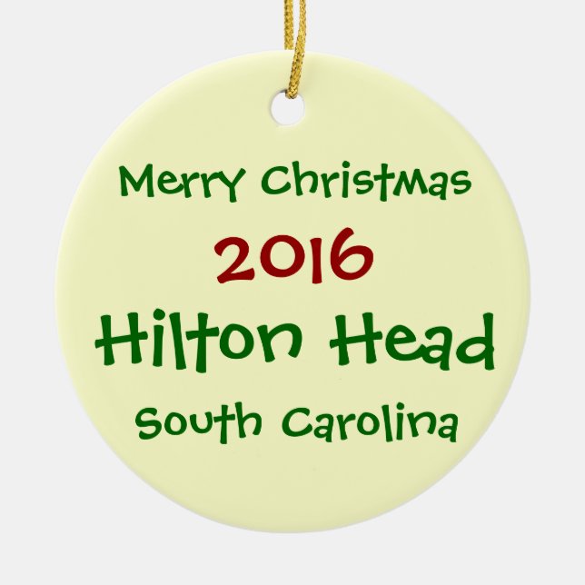 2016 HILTON HEAD SOUTH CAROLINA CHRISTMAS ORNAMENT (Front)