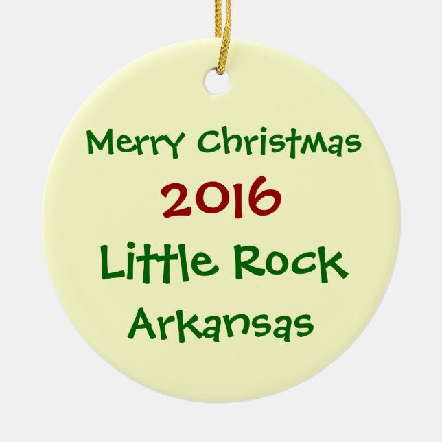 2016 LITTLE ROCK ARKANSAS MERRY CHRISTMAS ORNAMENT (Front)