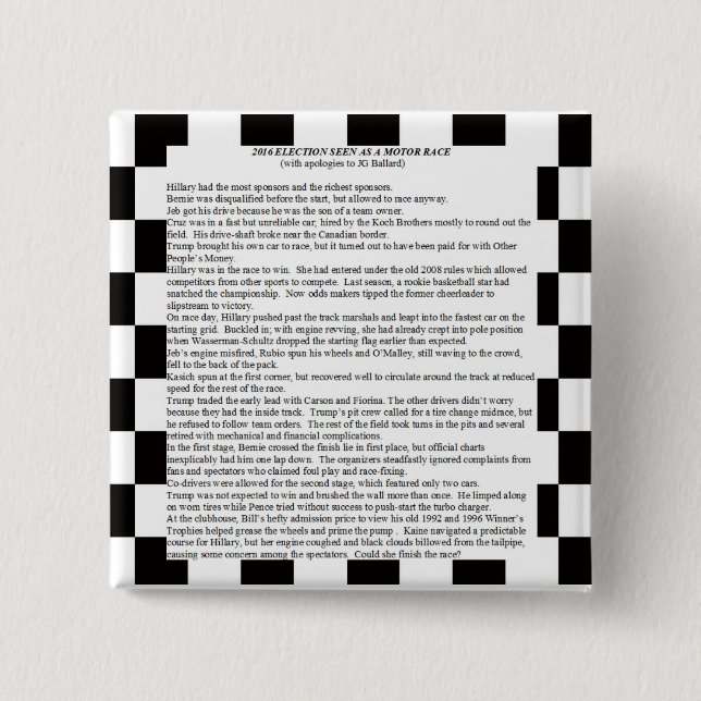 2016 Presidential Race 15 Cm Square Badge (Front)