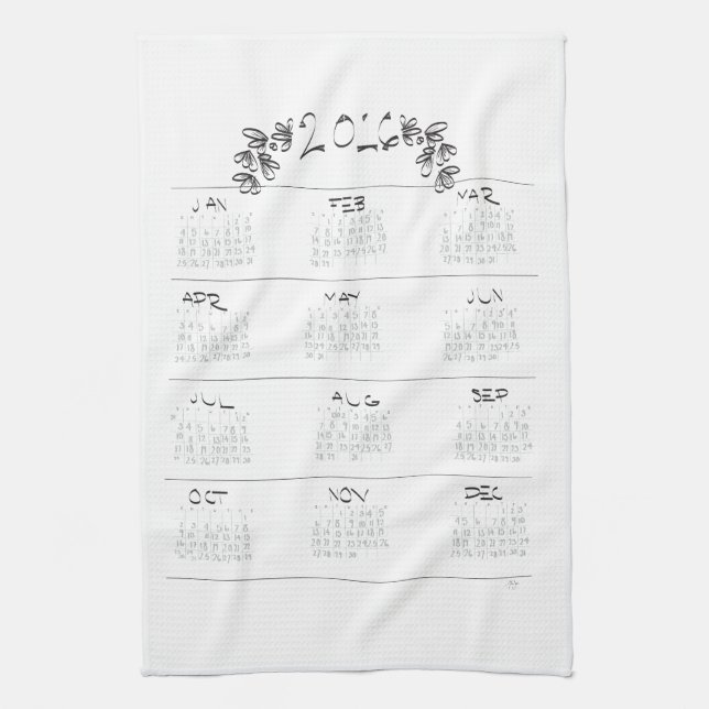 2016 Tea Towel Calendar (Vertical)
