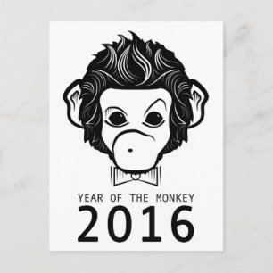 2016 year of the monkey (bowtie) holiday postcard