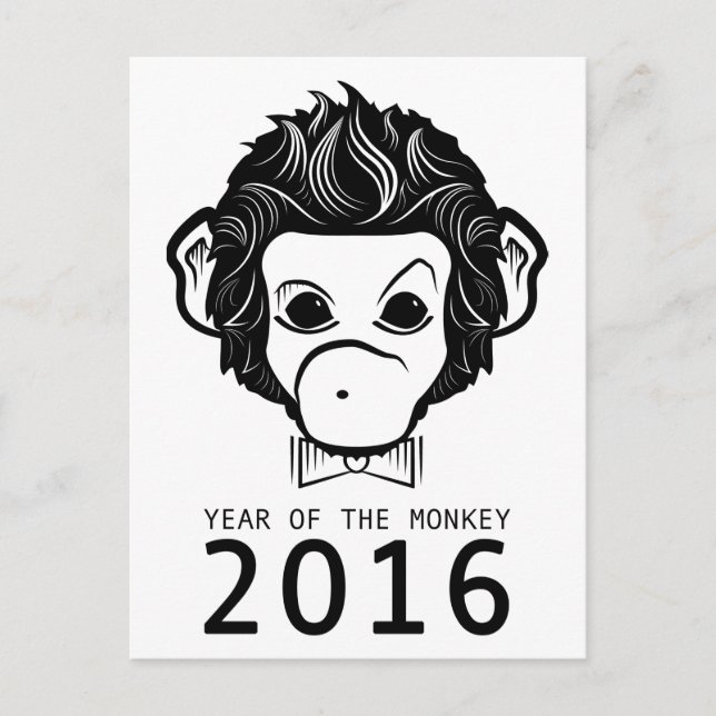 2016 year of the monkey (bowtie) holiday postcard (Front)