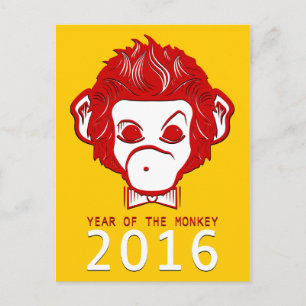 2016 year of the monkey (bowtie) holiday postcard