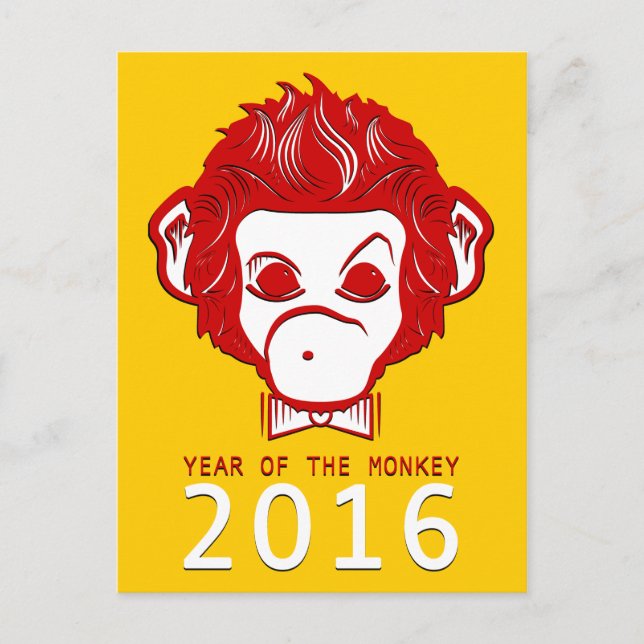 2016 year of the monkey (bowtie) holiday postcard (Front)