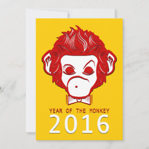 2016 year of the monkey (bowtie) invitation