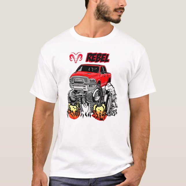 2017-20 Ram Rebel Pickup Truck Cartoon T-Shirt (Front)