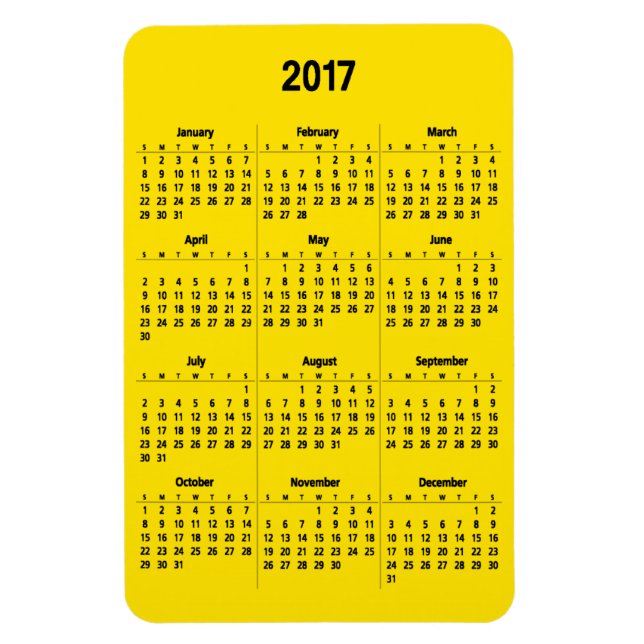 2017 Calendar Customisable Black Large Magnet (Vertical)