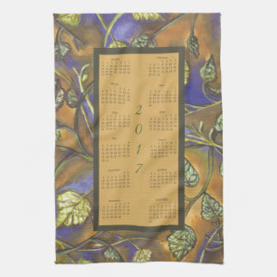 2017 Calendar Leaves Kitchen Tea Towel