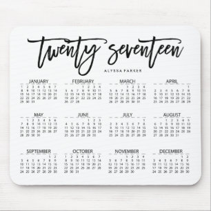 2017 Calendar Modern Typography Mouse Pad