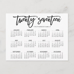 2017 Calendar Modern Typography Postcard