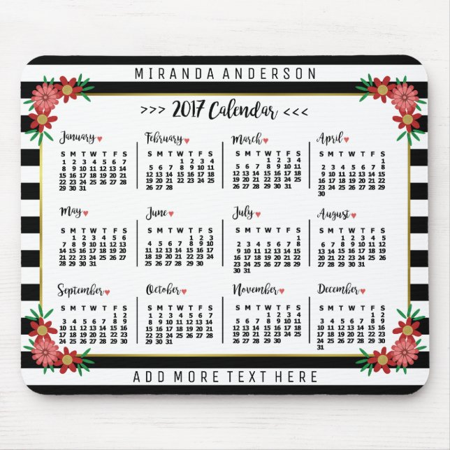 2017 Calendar (See Description for New Version)  Mouse Pad (Front)