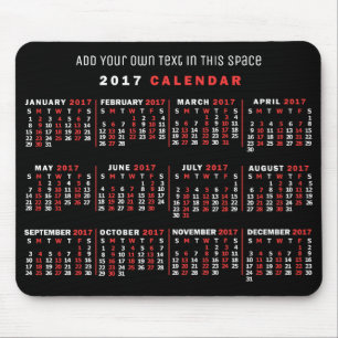 2017 Calendar (See Description for New Version) Mouse Pad