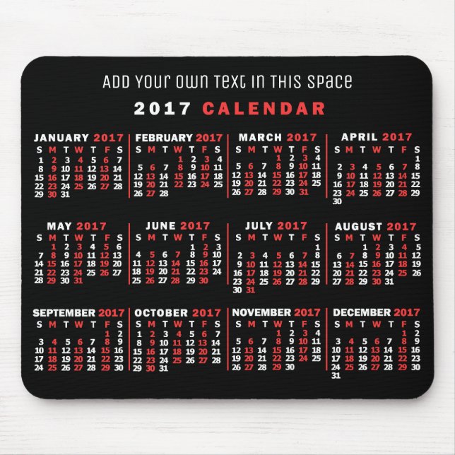 2017 Calendar (See Description for New Version)  Mouse Pad (Front)
