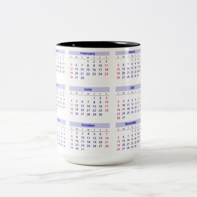 2017 Calendar Two-Tone Coffee Mug (Center)