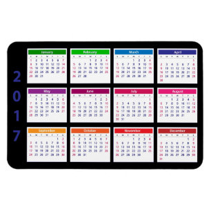 2017 Colour Calendar Customisable Large Horizontal Magnet