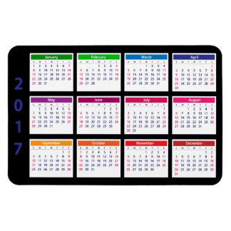 2017 Colour Calendar Customisable Large Horizontal Magnet