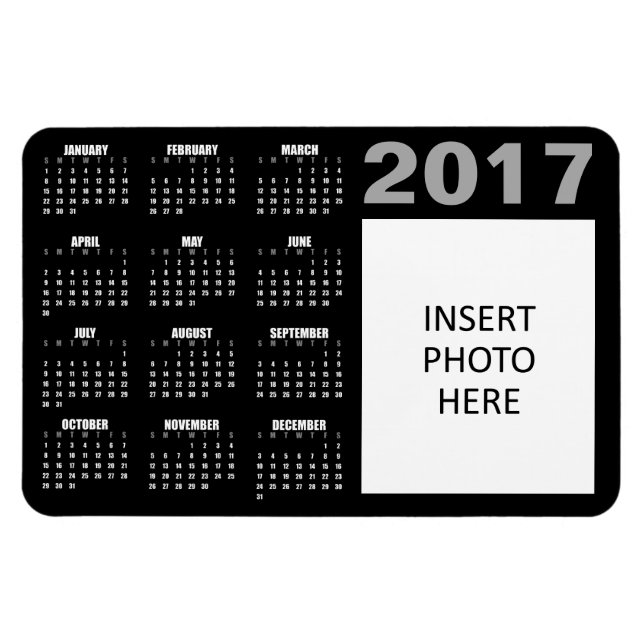 2017 Custom Photo Calendar Magnet - Black (Horizontal)