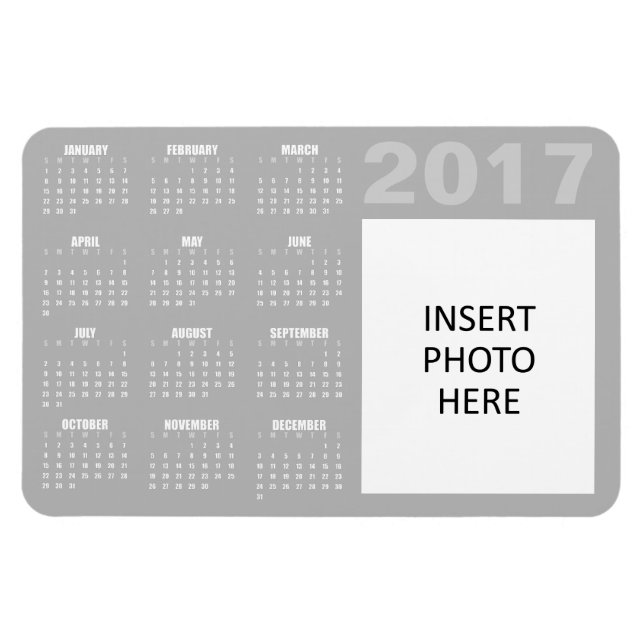2017 Custom Photo Calendar Magnet - Greys (Horizontal)