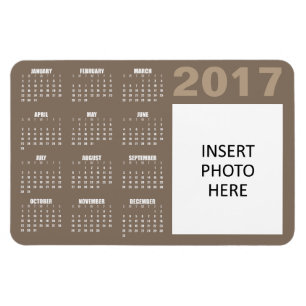 2017 Custom Photo or Logo Calendar Magnet - Brown