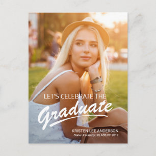 2017 Graduation Party Bold Brush Script Photo Invitation Postcard