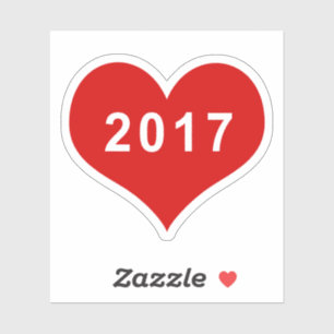 2017 Red Love Heart Vinyl Sticker