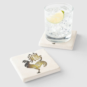 2017 Rooster Chinese Sign and Calligraphy stone C Stone Coaster