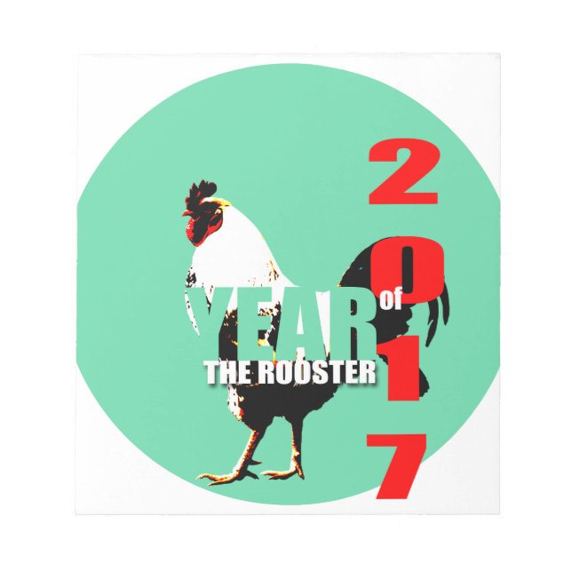 2017 Rooster Year in Green Circle notepad (Front)