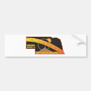 2017 Solar Eclipse Across Nebraska Cities Map Bumper Sticker